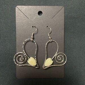Pikake Flower Heart Hamilton Silver Earrings (New)